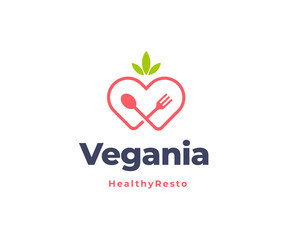Fork and spoon with love shape logo icon design for restaurant logo template vector illustration