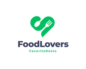Fork and spoon with love shape logo icon design for restaurant logo template vector illustration