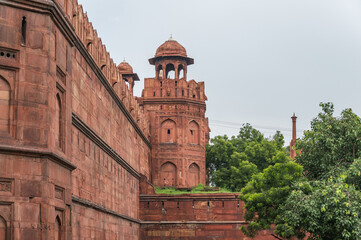 The Red Fort, also known as Lal Qila is a historic fort in Delhi, India. The view from the outside