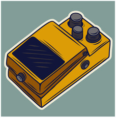 Guitar stompbox effect pedal vector illustsration