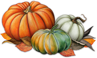 Watercolor hand drawn fall season composition