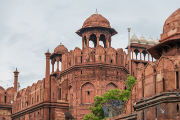 The Red Fort, also known as Lal Qila is a historic fort in Delhi, India. The view from the outside