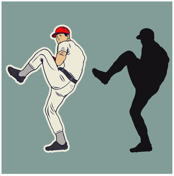 baseball player silhouette vector illustration batting do home run