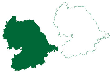 Indore district (Madhya Pradesh State, Indore division, Republic of India) map vector illustration, scribble sketch map