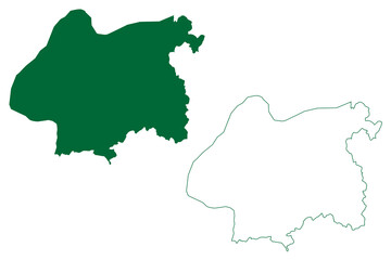 Jaisalmer district (Rajasthan State, Republic of India) map vector illustration, scribble sketch Jaisalmer map