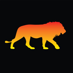 The silhouette of a lion. Original vector illustration in vintage style.
