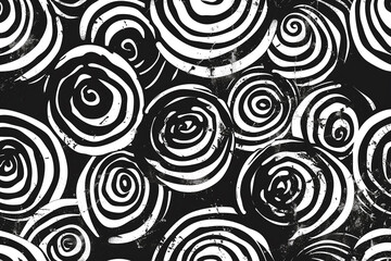Fototapeta premium Abstract spirals doodle pattern: circular swirls and short lines in creative design