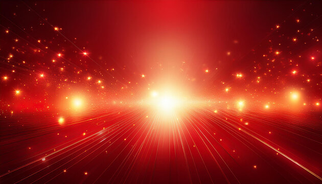 Red energy and particles moving futuristic technology background