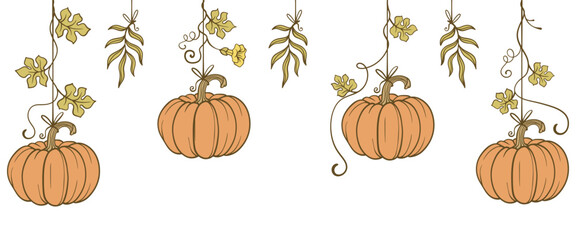 pumpkin with leaves, Pumpkin vector illustration for thanksgiving, halloween,autumn,fall season design, vector eps