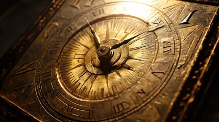 Obraz premium A time icon with a sun dial, casting a shadow that measures the time, offering an ancient and timeless feel