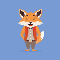 Laughing fox vector illustration on a blue background