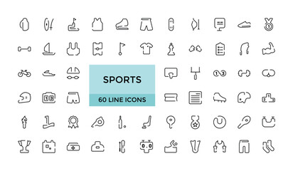 Set of Sports Vector Thin Line Icon set, gym and fitness line icons collection, Contains such Icons as Healthy Lifestyle, Body care and more. Editable vector icons.