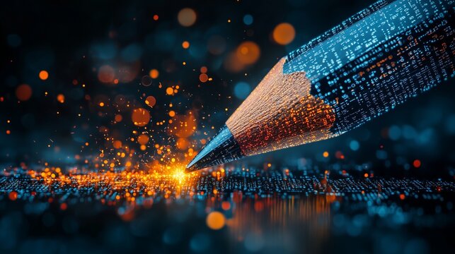 A digital pencil writing code on the screen