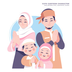 happy islamic family illustration design