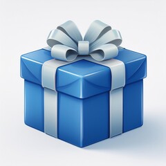 Obraz premium 3d cartoon blue gift box with blank white background