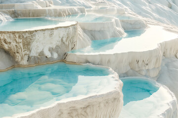  Serene baby blue thermal waters of pamukkale, turkey on stunning travertine terraces