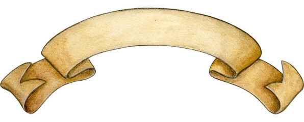 Watercolor hand drawn vintage scroll banner