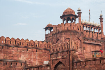 The Red Fort, also known as Lal Qila is a historic fort in Delhi, India. The view from the outside