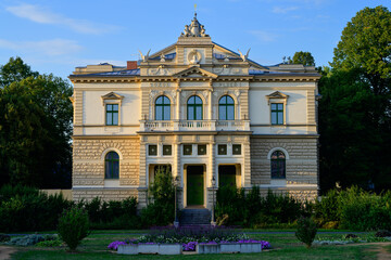 Fototapeta premium Sokol Plzen I Gymnastics Club Building Historical Facade in a Beautiful Park