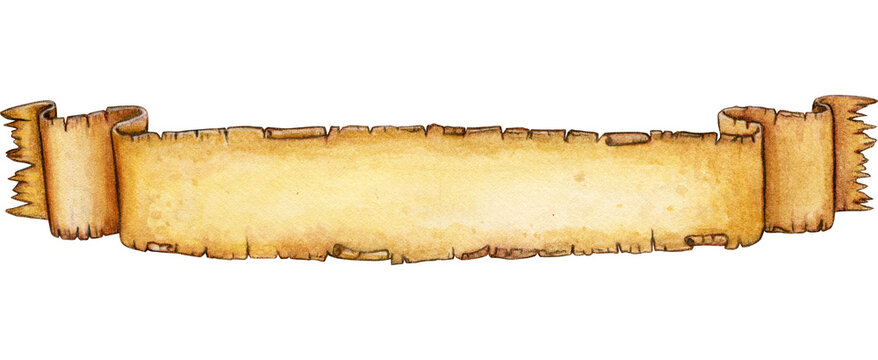 Watercolor hand drawn vintage scroll banner