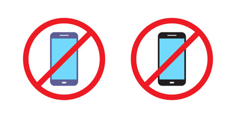 No mobile phone icon in flat style. Cellphone ban concept. Smartphone forbidden sign