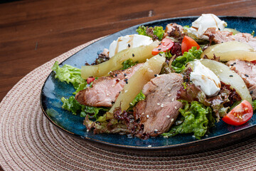 Veal and Pear Salad with Cherry Tomatoes in Balsamic Dressing