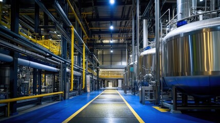 Fototapeta premium Chemical Processing Plant with Large Tanks and Pipes