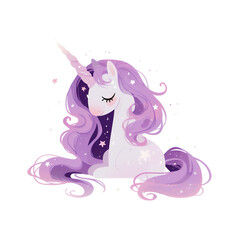 shy cute unicorn with violet mane