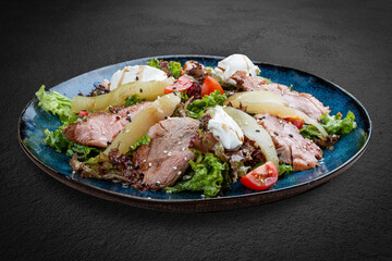 Veal and Pear Salad with Cherry Tomatoes in Balsamic Dressing