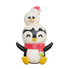 3D Christmas cute penguin cartoon character