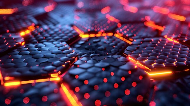Abstract background hexagon pattern with glowing lights