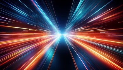 Dynamic motion light trails in a futuristic technology pattern