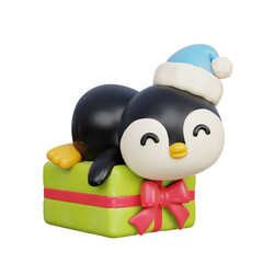 3D Christmas cute penguin cartoon character