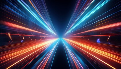 Dynamic motion light trails in a futuristic technology pattern