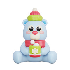 3D Christmas cute bear cartoon character