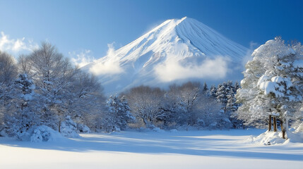 山, 雪, 風景, 自然, 冬, 空,富士山