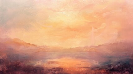 Naklejka premium Impressionistic Sunset Over a Lake