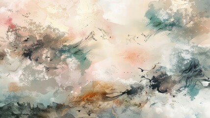 Abstract Watercolor Painting of a Dreamy Landscape