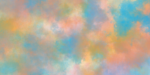 Colorful watercolor splatter brush painted digital art painting on paper or canvas, creating a calming and artistic colorful paint background, Fractal art background with multicolor creative design.
