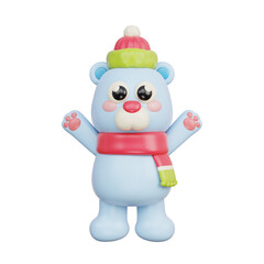 3D Christmas cute bear cartoon character