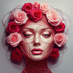 バラの妖精～グラフィック素材～バラと女性の顔