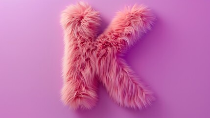 fur letter K on pink and purple background