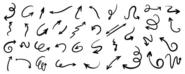 Arrow vector doodle. Hand drawn sketch arrows design for business plan and education.