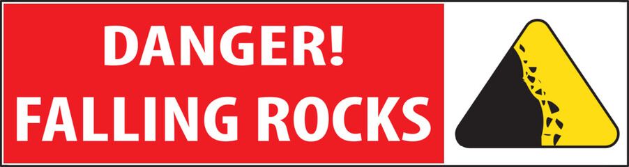 Rock falling area red color notice vector.eps