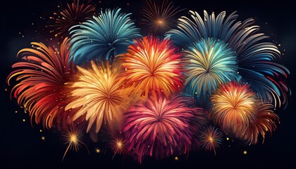 fireworks in black blank background