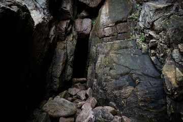 Entrance to Den Sorte Gryde, Bornholm, Helligdomsklipperne, Denmark