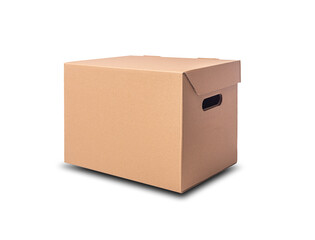 Cardboard box isolated on a white background.