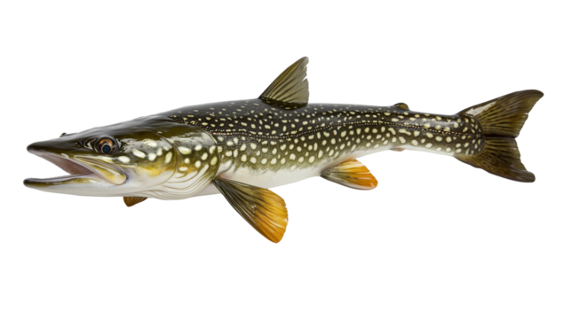 Pike fresh water fish png isolated on transparent background
