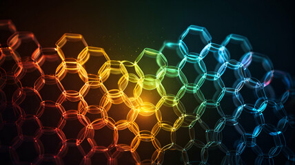 Interlocking hexagons radiating with soft, pulsing light.
