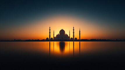 Tranquil Background with Silhouetted Minarets at Sunset
